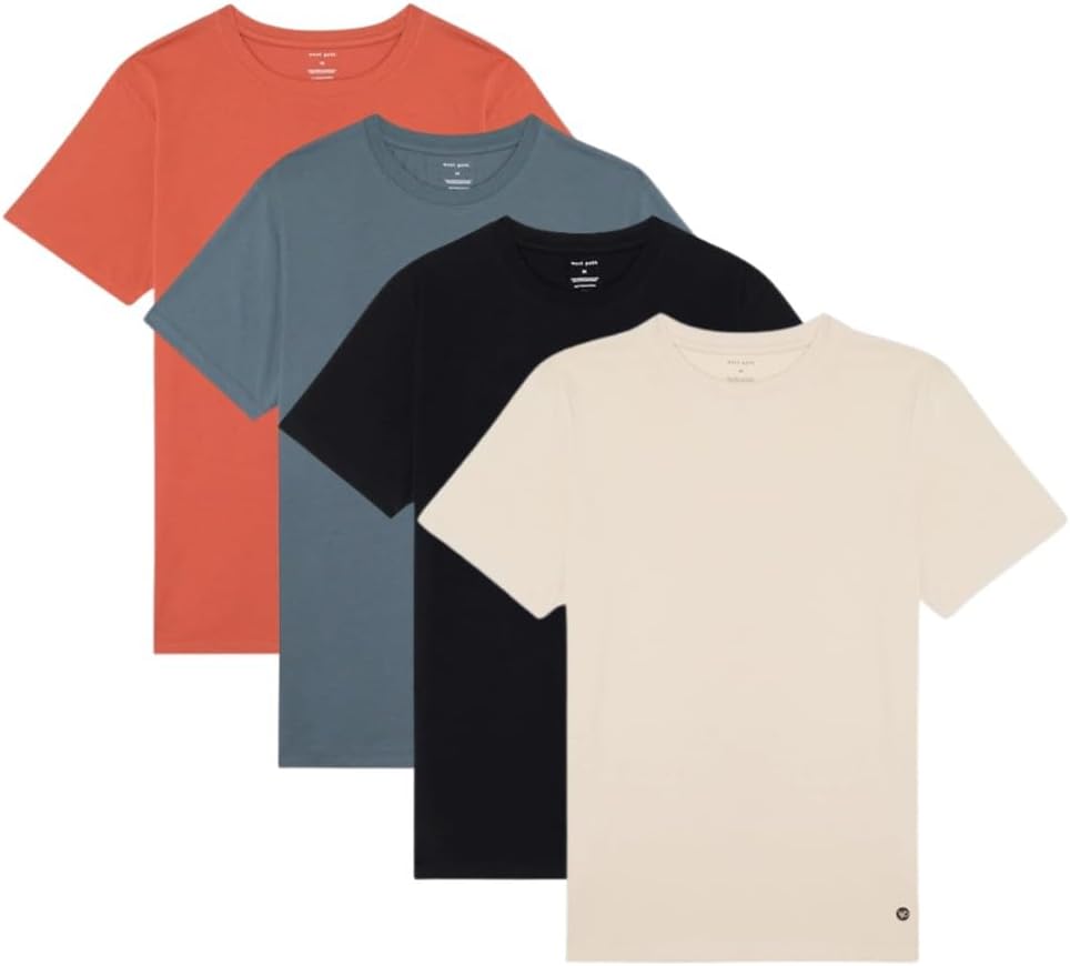 Men's 100% Organic Cotton T-Shirt - Fair Trade Certified - Mens Cotton Tees - Solid Color T Shirt (4 Pack)