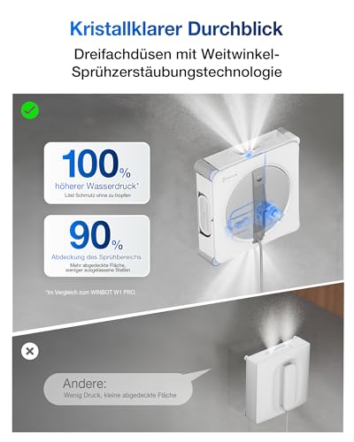 ECOVACS WINBOT W2S Omni Fensterputzroboter mit Multifunktionsstation, intelligenter Bis-an-den-Rand-Reinigung mit TruEdge™, Aufladen während des Betriebs, DREI Wasserdüsen, 12-stufigem Schutz