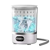Portable Mini Washing Machine, Upgraded All-in-One 3L Compact Washer & Spin Dryer Combo with Blue Light, Small Travel Laundry Machine for Underwear Baby Clothes Socks Towels Home Dorm (White)
