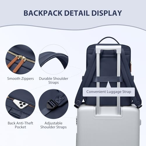 GOLF QUALITY Plecak damski, plecak z kieszenią na laptopa, męski, wodoszczelny, plecak szkolny, elegancki plecak na co dzień, plecak na co dzień, 30 cm, granatowy