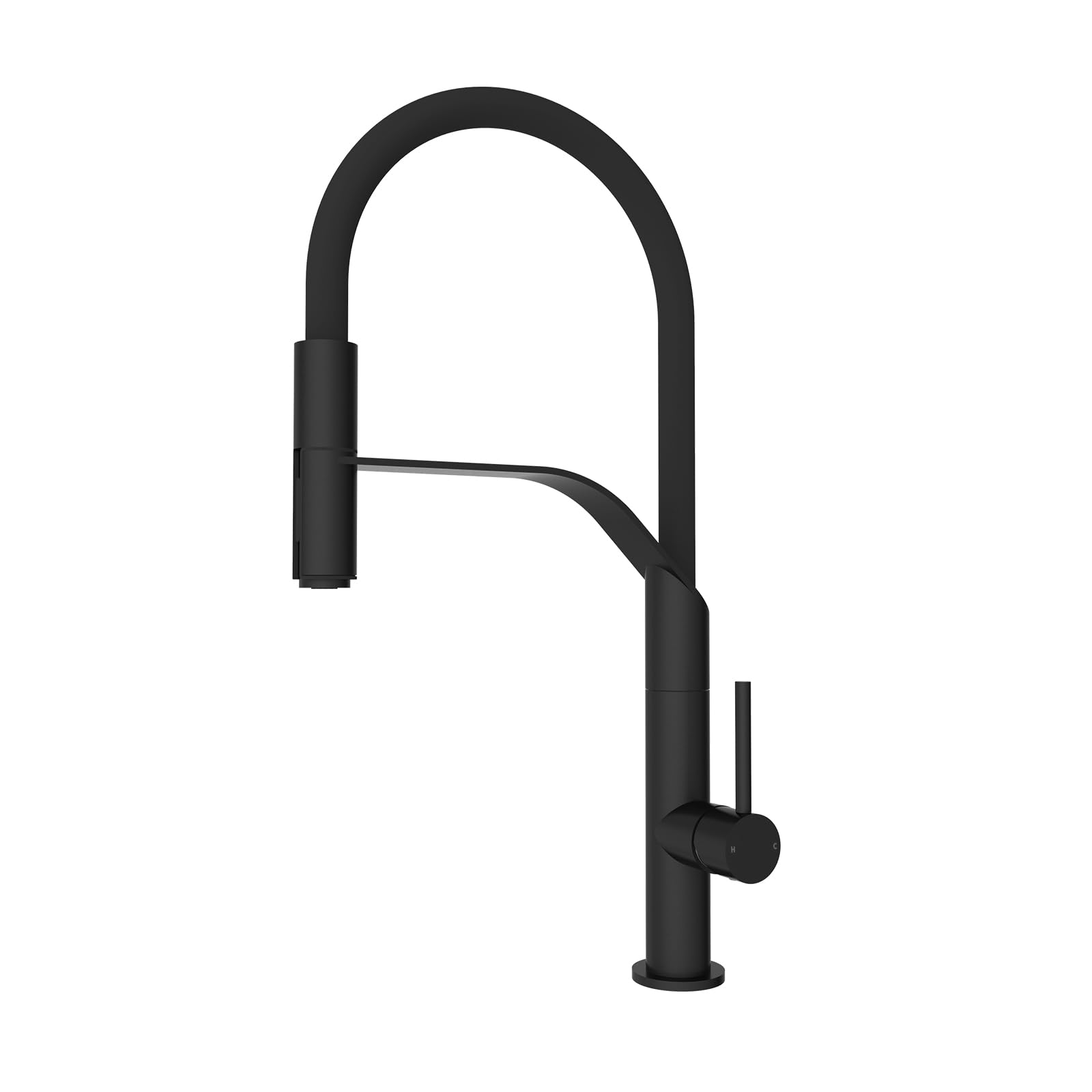 Wasserhahn Küche, Hochdruck Küchenarmatur mit Herausziehbarer Brause, Einhebel Spültischarmatur Küche, 360° Schwenkbar Zwei Sprühfunktionen, Schwarz