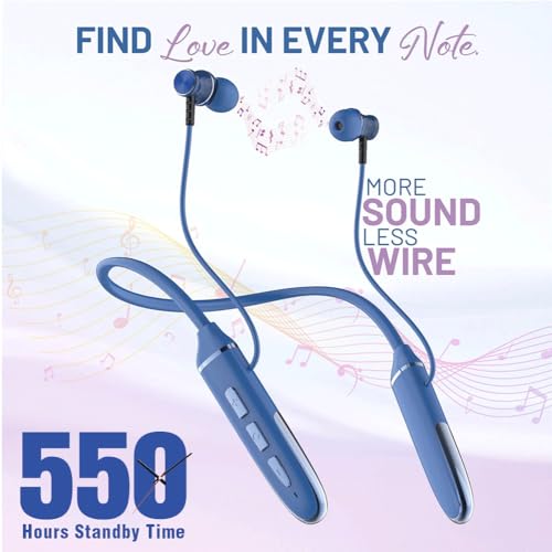Image of Riviera Zackpot Bluetooth Earphones Wireless, 55 Hours Playtime in Ear Neckband, BT V5.2 with Microphone, Magnatic Earbuds, Sweatproof Deep Bass, Type C Interface - Blue.