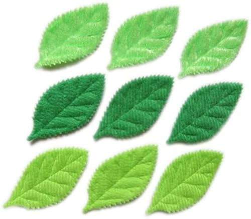 Image of YYCRAFT Pack of Padded 2-Faced Satin Velvet Leaf Appliques /Craft (180 PCS Lime /Green)