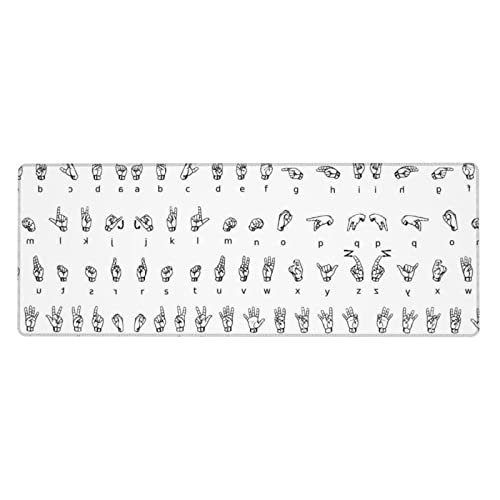 Tapis de souris de jeu alphabet en langue des signes grand format pour bureau