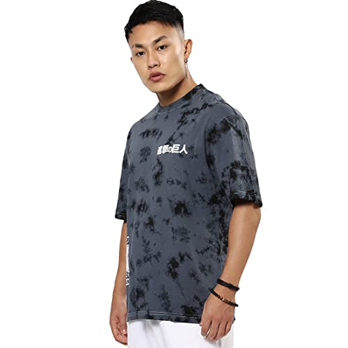 Image of Bewakoof Men's Tie & Dye 100% Cotton T-Shirt - Oversized Fit, Round Neck, Half Sleeves