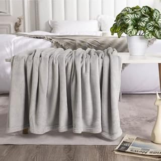 HMFSXKR Fleece Throw Blankets Single Double Travel Size Fluffy Flannel Blankets Soft Warm Bed Throws Sofa Bed Settees Couch Fit All Season No shedding (Grey, 150*200CM)