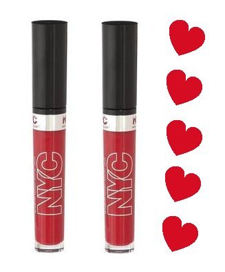 NYC Expert Last Lip Lacquer - 500 Rockaway Ruby (2 Pack) - Perfect for Valentines Day