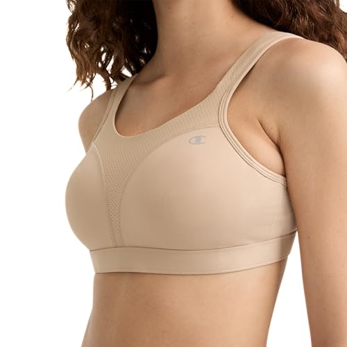 Champion Women's Sports Bra, High-Impact, Maximum Support, Breathable, Moisture-Wicking Fabric, Nude, 34D