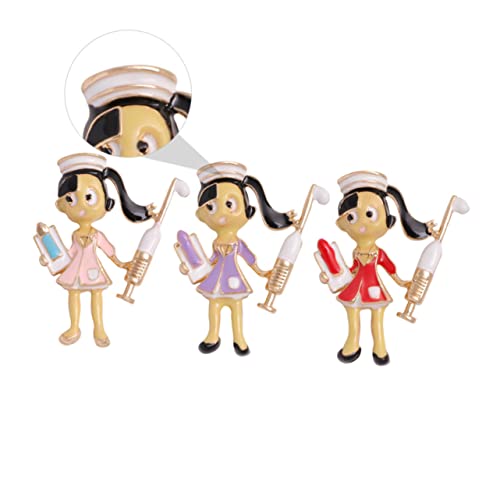 Besportble 3Pcs Female Nurse Brooch Nurse Accessories Nurse Badge Rhinestone Jewelry Sweater Clip Decorative Brooches Fashion Jewelry For Women Brooch Pin Unique Brooch Decor Alloy Brooch Red #TOP5