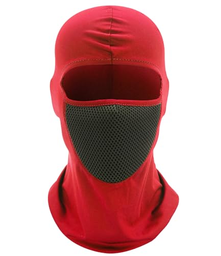 bodbop Pasamontañas, máscara de esquí para hombre, máscara de cabeza completa, resistente al viento, protección solar UV, para mujeres, gorra deportiva al aire libre, Rojo -, talla unica-M