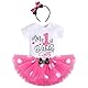 FYMNSI Baby Mädchen Mein 1. Geburtstag Outfit Maus Kostüm Gepunktet Tütü Rock Baumwolle Kurzarm Body Strampler mit Ohr Stirnband 3tlg Sommer Bekleidungsset Rose - 1. Geburtstag 1 Jahr