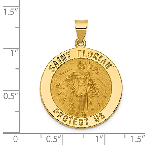 14k Yellow Gold Saint Florian Medal Necklace Charm Pendant Religious Patron St Fine Jewelry For Women Gifts For Her - Image 4
