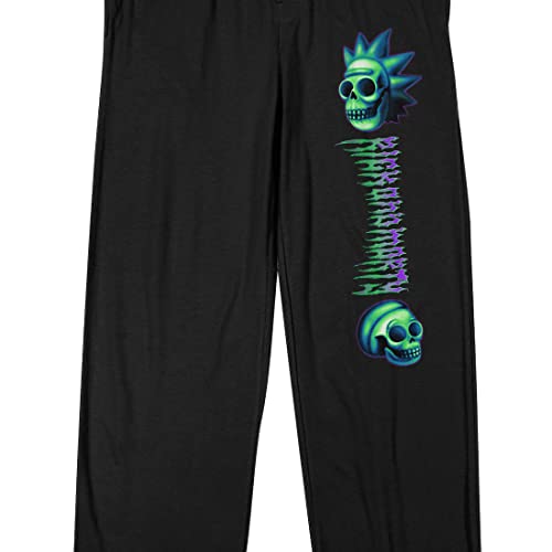 Rick & Morty Character Skulls Men's Black Sleep Pajama Pants2