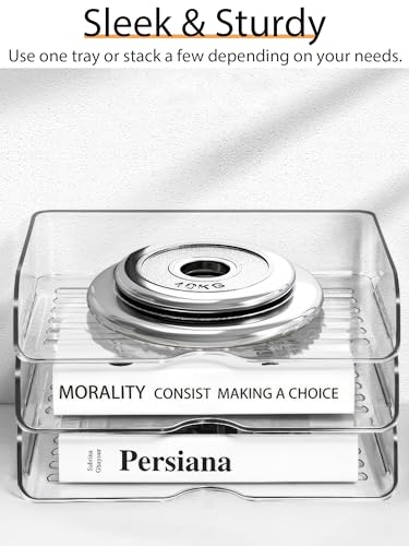 4-Tier Acrylic Paper Tray Organizer, Clear Stackable Desk Organizers for Documents, Letters, A4 Papers, Office Storage Organizers image 1