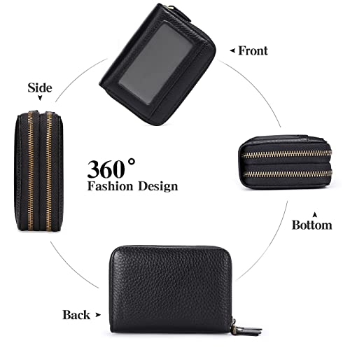 Women Wallet RFID Blocking Leather Small Bifold Zipper Pocket Wallet Compact Card Case Purse with ID Window2