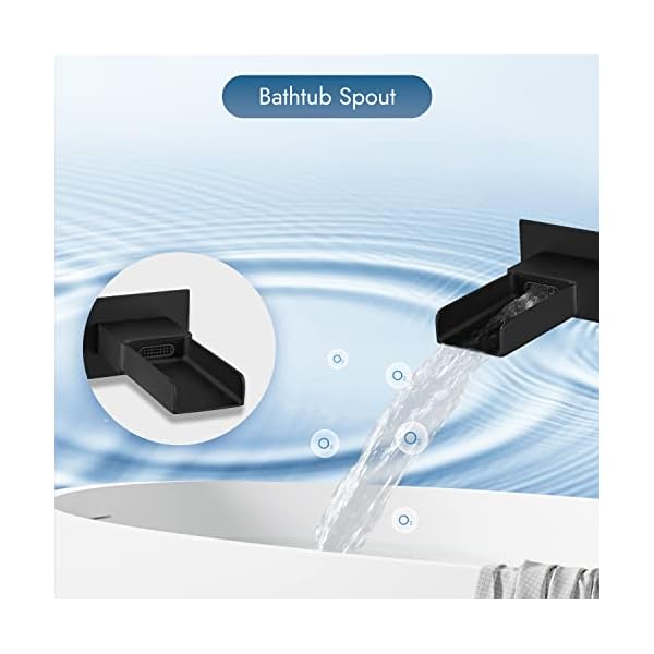 Bathroom shower system wall mount 3 functions combo faucet set with handheld spray and waterfall tub spout mixer shower faucet 10 inch rainfall shower headmatte black  urban country home decor