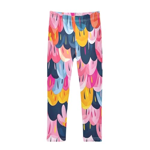 Bolaz Toddler Girls Leggings Printed Yoga Pants Leggings Pink Fish Scales Flowers for Kids
