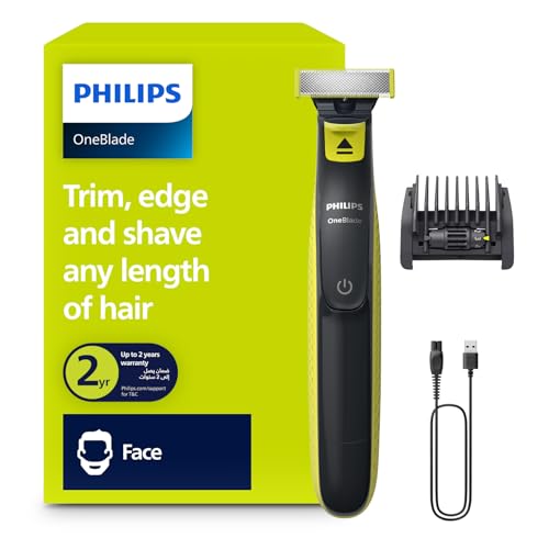 Philips OneBlade QP2724/20 | Trim Edge & Shave Any Length of Hair| 5-in-1 Adjustable Comb Dual-Sided Blade | 45min Cordless Use USB Charging
