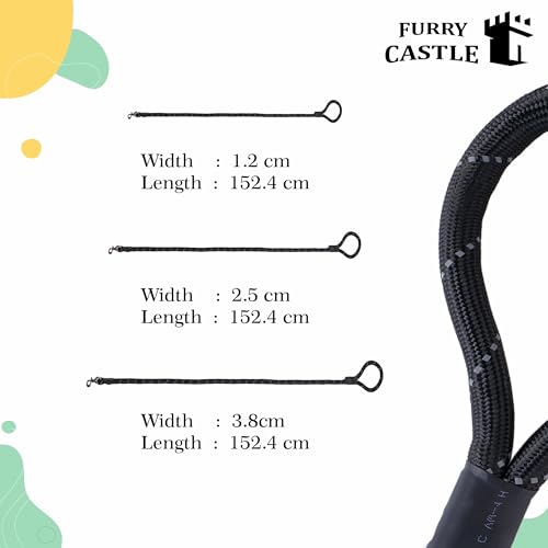 Image of Nylon Rope Leash for Dogs with 360 Degree Rotation- Black in Medium Size