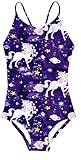 RAISEVERN Kids Girls One Piece Swimsuits 3D Galaxy Universe Planet Unicorn Printed Pattern Bathing S