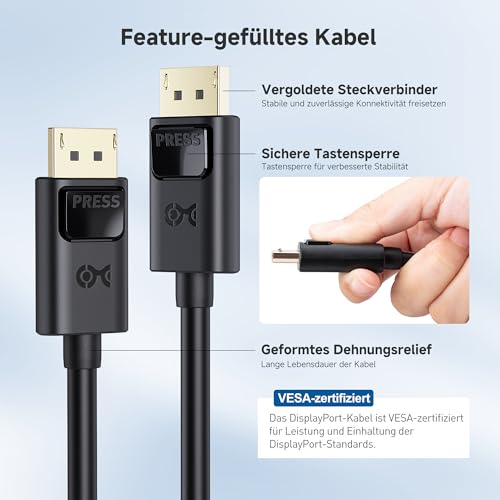 DisplayPort Kabel Cable Matters 8K VESA-zertifiziert 3m