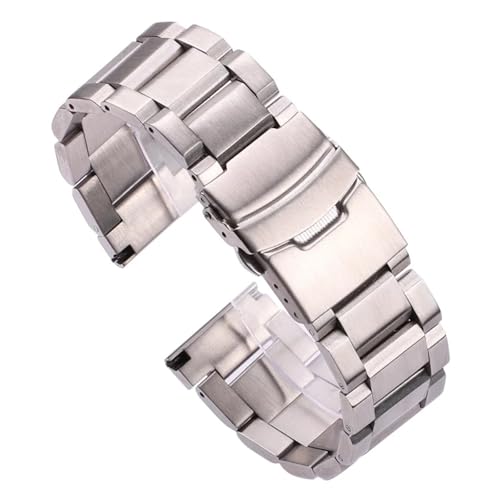 Bracelet de montre en acier inoxydable massif 22mm argent élégant