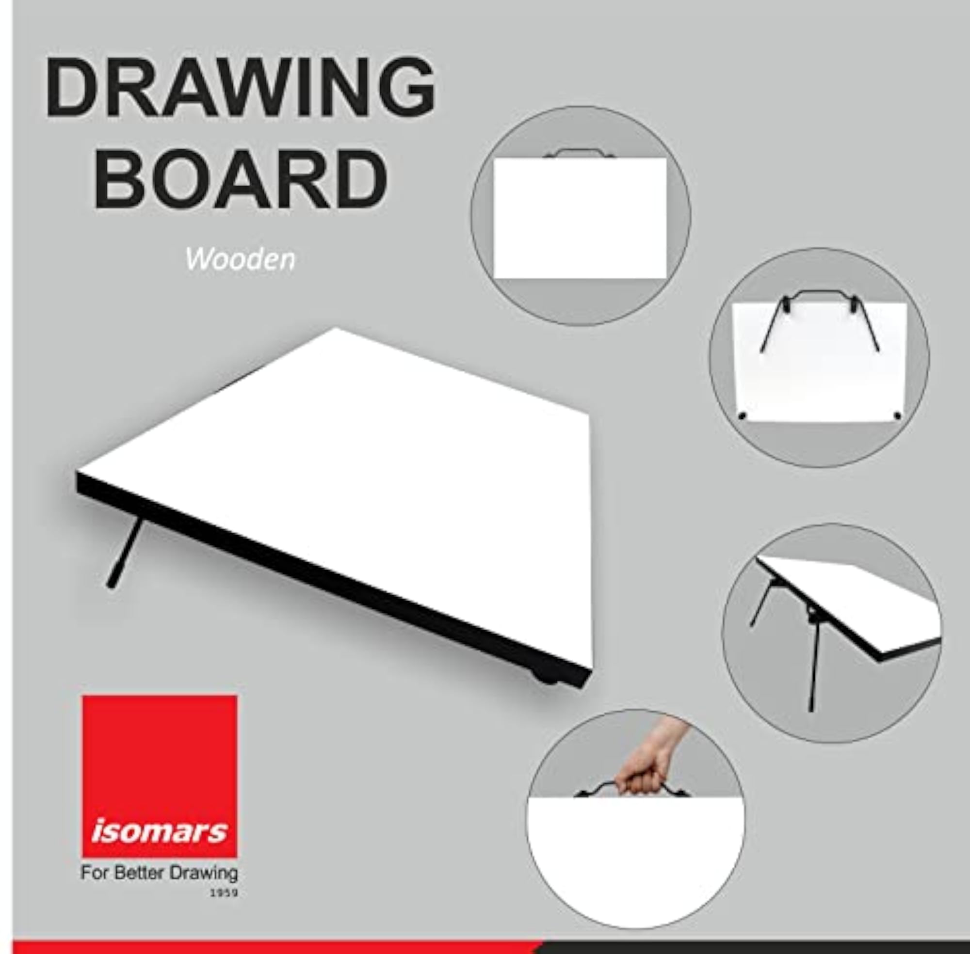 A2 Size Drawing Board with Carry Handle and 15° Working Angle
