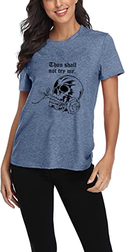 Graphic Tees For Women Vintage Trendy Funny Holiday Weekend Casual Loose Fitting Teen Girls Shirts Tops-M (Ink Blue) #TOP1