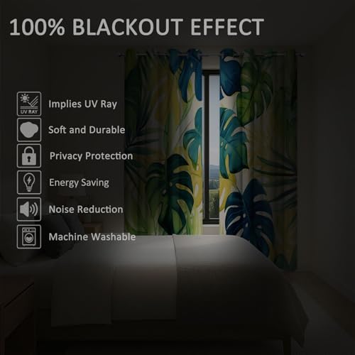 Rideau Occultant Vert Monstera Haut de Gamme Isolant 245cm - 8