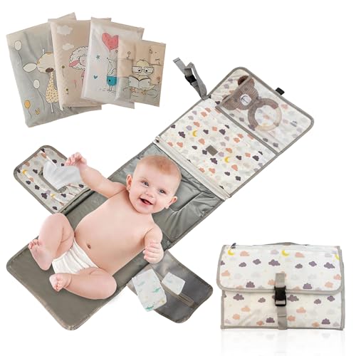 Cambiador portatil bebe | Cambiador bebe impermeable y plastificado | Cambiador pañales portatil bebe para viaje | Trocador de bebé portátil plegable fácil limpieza | Muda fraldas portatil
