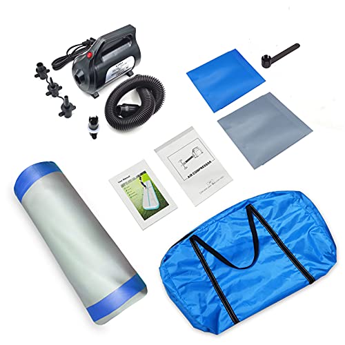 Air mat Tumbling track 10ft 13ft 16ft 20ft Gymnastics Mat Thickness 4 inches for Home Use/Gym/Yoga/Training/Cheerleading/Outdoor/Beach/Park/Water/Kid with Electric Air Pump Carry Bag (Sky blue, 16.4ft*3.3ft*4in(5m*1m*0.1m))