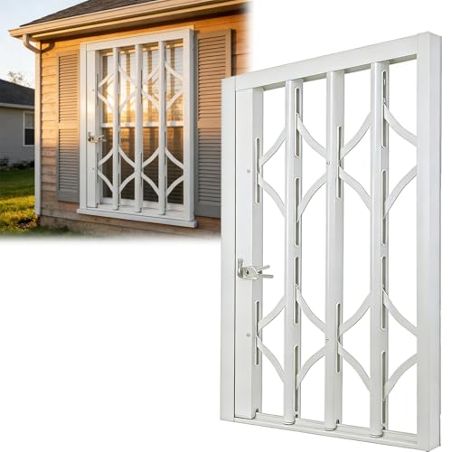 Image of Burglar Bar, 51x30in / 130x75cm Aluminum Alloy White Customizable Removable, for Apartment Patio & Balcony Doors Easy Install Safety Guard