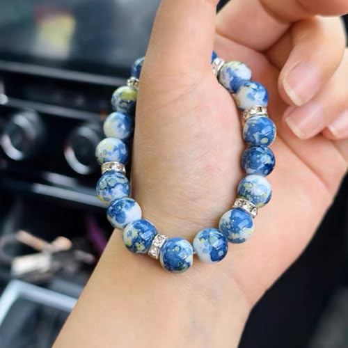 Van Gogh Starry Night-Inspired Bracelet – Oil Painting Style, Elegant Vintage Design with Blue & Colorful Accents, Starry Night Yoga Inspirational Jewelry Gift for Women4