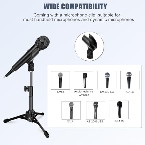 Jcwiny MICS03140813 Desk Mic Stand, Jcwiny Portable Foldable Microphone Tripod With Mic Clip Holder Adjustable Table Microphone Stand For Blue Yeti Snowball Spark And Other Dynamic Microphones thumb #3