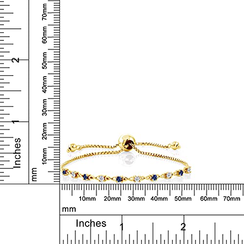 Gem Stone King 18K Yellow Gold Plated Silver Gemstone Birthstone and White Topaz Infinity Tennis Bracelet For Women | Round 2.5MM | Adjustable Bolo Bracelet Up to 9 Inch | Easy-On Easy-Off3