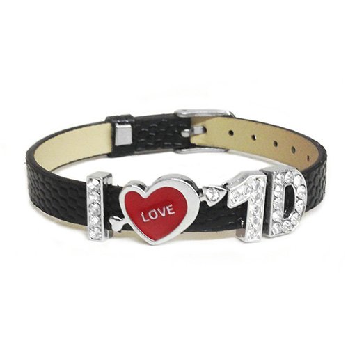 BGF I love 1D One Direction New Fashion Wristband Bracelet Slider Zircon Crystal Rhinestone Letters