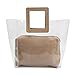Poxas Womens Transparent Shoulder Bags Clear Tote PVC Handbag Jelly Purse Waterproof Bag (Khaki)