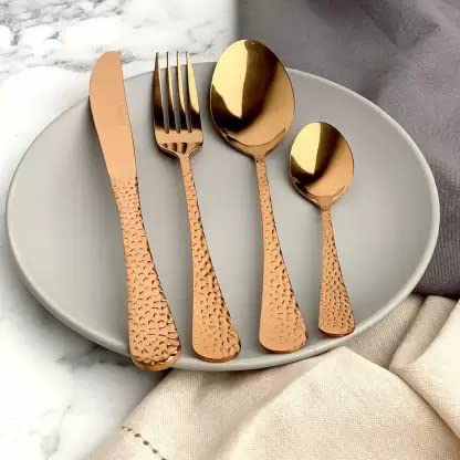 Sabichi-197283-Copper-Hammered-16pc-Cutlery-Set-Flatware-Set-for-Four-People-Includes-Table-Knife-Fork-Spoons