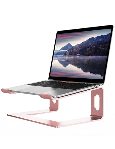ALASHI Ergonomic Laptop Stand, Aluminum Desk Riser, 10-15.6", Pink