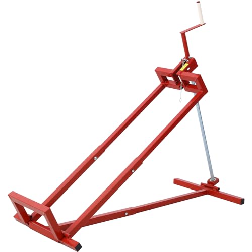 Heavy Duty 800 Lbs Capacity Lawn Tractor Lift Easy Ride On Mower Lifter Universal Cleaning Aid 45° Tilt Adjustable Red Steel Lawn Tractor Jack for DIY Maintenance Compact Storage - Thumbnail 4