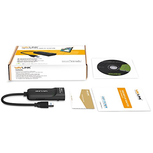Wavlink scheda video esterna USB 3.0 a HDMI adattatore Slim display monitor supporta 2048 × 1152 risoluzione con porta audio per Windows 10/8/7/XP – nero