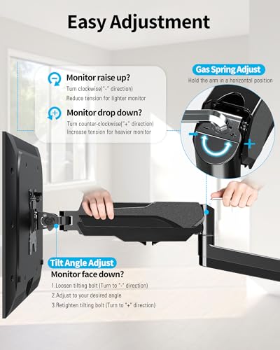 Image of MOUNTUP Monitor Wall Mount for 17-32 Inch Computer Screen, Wall Mounted Arm Support 4.4-17.6lbs Display, Computer Monitor Arm, VESA Bracket for VESA 75x75mm and 100x100mm, Black