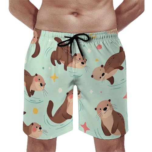 Mens Swimming Trunks, Summer Beach Swimsuits Casual Board Shorts with Mesh Lining Drawstring Swimwear3