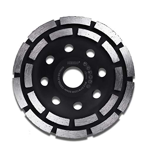 HERZO Diamond Concrete Grinding Wheel 5 inch,Double Row Diamond Cup Wheel for Polishing and Cleaning Stone Concrete Surface, Cement, Marble, Rock, Granite, and Thinset Removing