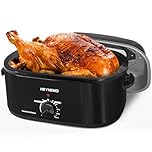 26QT Electric Roaster Oven, Electric Turkey Roaster with Viewing & Self-basting Lid, Stainless Steel Turkey Roaster Oven, Black