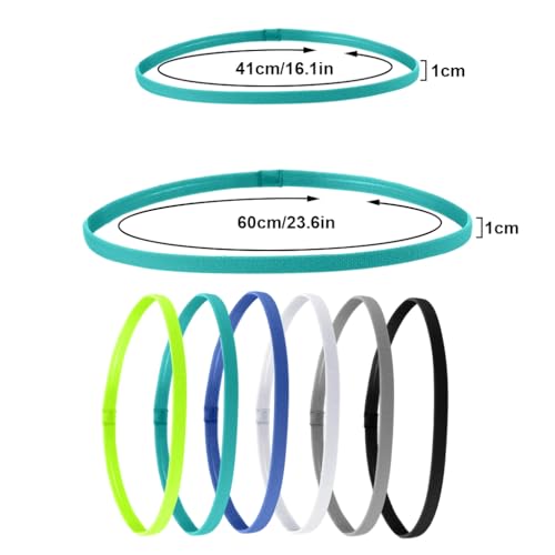 Image of Proberos 6 PCs Sport Headbands, Slim Sweatbands for Men Women, Stretchy Non-Slip Design, Fashion Headbands for Gym Yoga Fitness Running Yoga, 6 Color