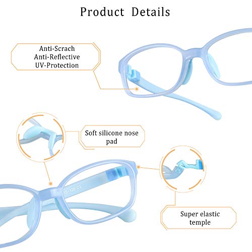 Image of LifeArt Kid Blue Light Blocking Glasses, Filter 85% of Harmful Blue Light, Anti Eyestrain and Blurry, Computer Glasses, Cut UV400 Anti Glare(Blue)