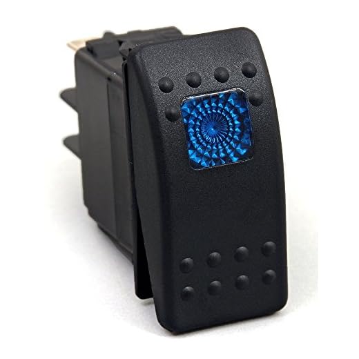 Amarine Made 12v 20 Amp Waterproof LED On/Off Boat Marine SPST 3P Rocker Switch with Light (Blue)