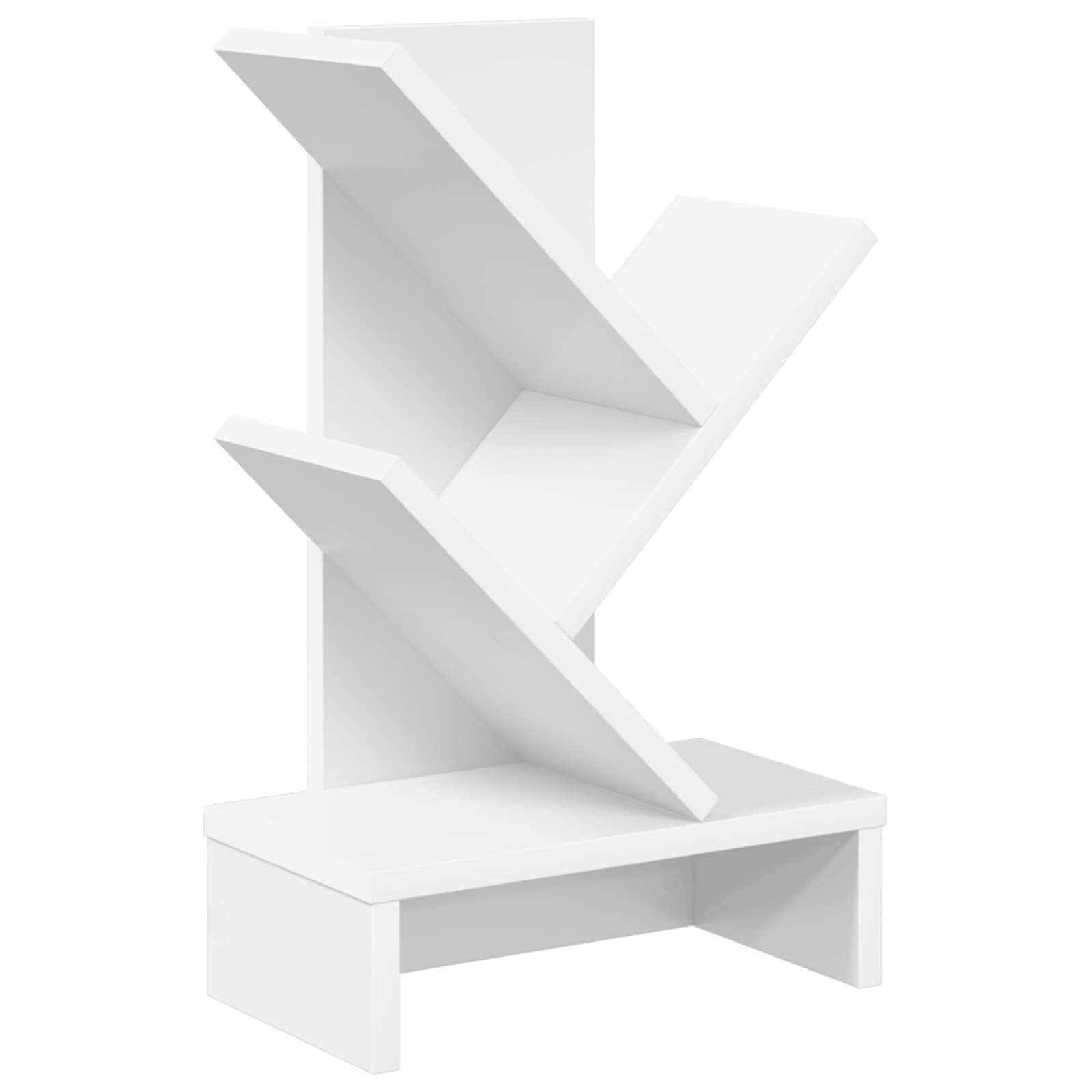 Libreria Albero Bianco Scaffale Portalibri Legno Ingegnerizzato | Organizzatore salvaspazio da scrivania per libri e piccoli oggetti, adatto per soggiorno, camera da letto e studio.