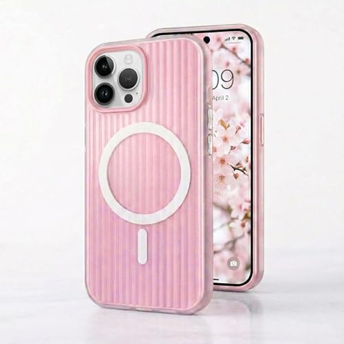 Image of amazon basics Streak Magnetic Protective Cover Compatible with iPhone 15 Pro | MagSafe | Camera & Body Protection|Anti Shock,Scratch Resistant|Precise Cutouts Modern Design|Wireless Charging - Pink